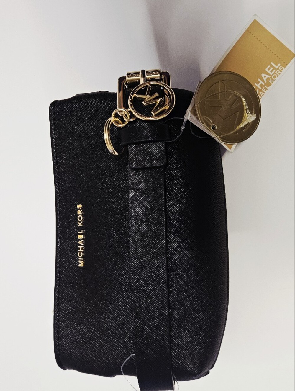 Michael Kors Black Leather Belt Bag with Gold Hardware